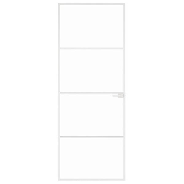 vidaXL Ușă de interior alb 76x201,5 cm sticlă securiz. / aluminiu slim
