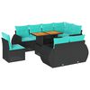 vidaXL Set mobilier de grădină cu perne, 9 piese, negru, poliratan