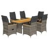 vidaXL Set mobilier de grădină cu perne, 7 piese, gri, poliratan
