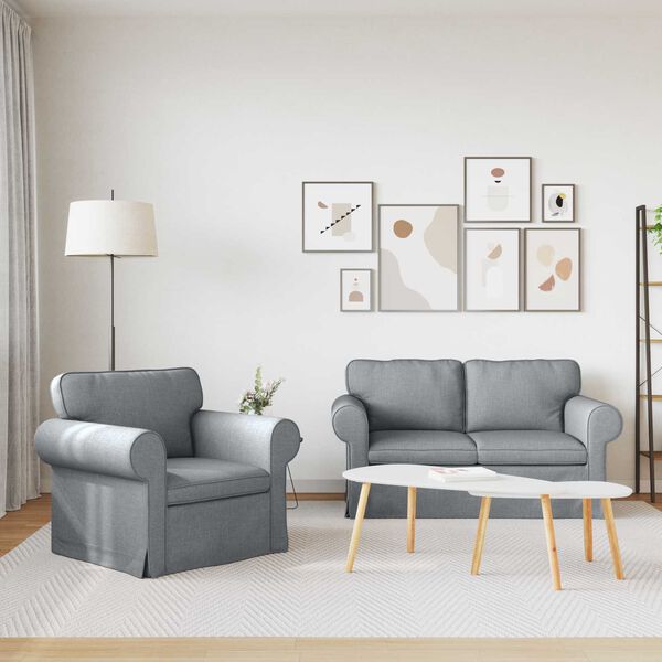 vidaXL Canapea 2 pcs Gri deschis 155 x 82 x 80 cm țesătură