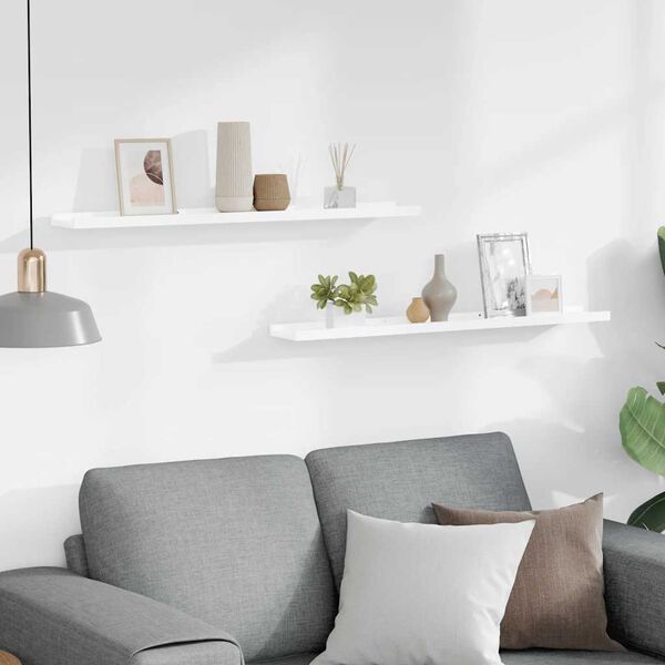 vidaXL Rafturi de perete, 2 buc., alb extralucios, 80x9x3 cm