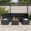 vidaXL Set de canapele pentru grădină cu pernă 7 pcs Negru Rattan poli