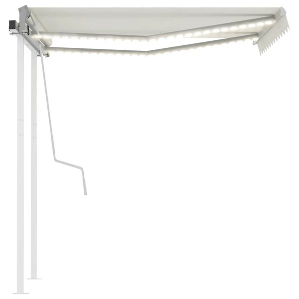 vidaXL Copertină retractabilă manual cu LED, crem, 3x2,5 m