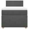 vidaXL Pat box spring cu saltea, gri &icirc;nchis, 90x200 cm, textil