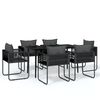 vidaXL Set de servit masa pentru grădină, 7 piese, negru