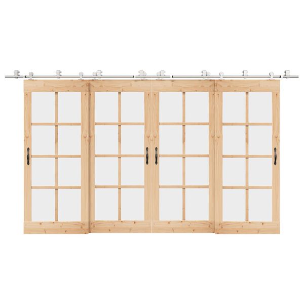 vidaXL Set piese pentru ușă glisantă, argintiu, 200 cm oțel inoxidabil