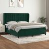 vidaXL Pat box spring cu saltea, verde &icirc;nchis, 160x200 cm, catifea
