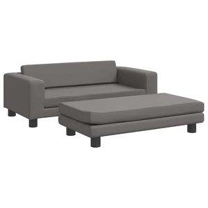 vidaXL Pat pentru c&acirc;ini cu extensie, gri, 100x50x30 cm, piele eco