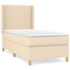 vidaXL Pat box spring cu saltea, crem, 90x190 cm, textil