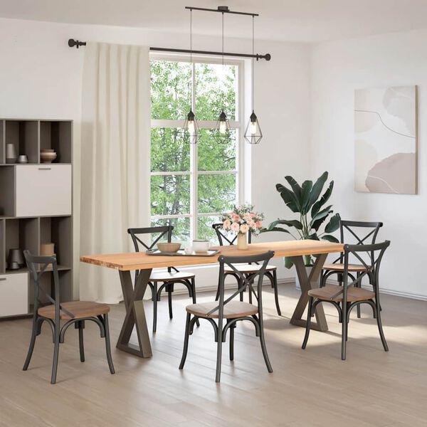 vidaXL Picioare masă de sufragerie, 2 buc., oțel natural, 50x(72-73,3) cm