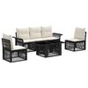 vidaXL Set de canapele pentru grădină 6 buc. Negru și Alb crem