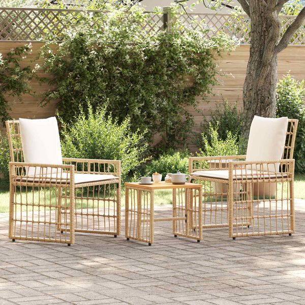 vidaXL Set de Mobilier pentru Exterior 3 pcs Alb Natural și Crem