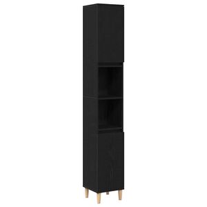 vidaXL Dulap de Baie Stejar Negru 30 x 30 x 190 cm Lemn compozit