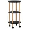 vidaXL Masă cărucior 3 niveluri negru 38x38x82cm lemn prelucrat/pin