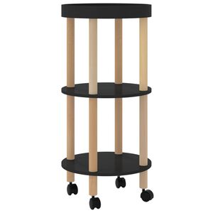 vidaXL Masă cărucior 3 niveluri negru 38x38x82cm lemn prelucrat/pin