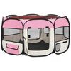 vidaXL Țarc joacă pliabil c&acirc;ini cu sac de transport roz 125x125x61 cm