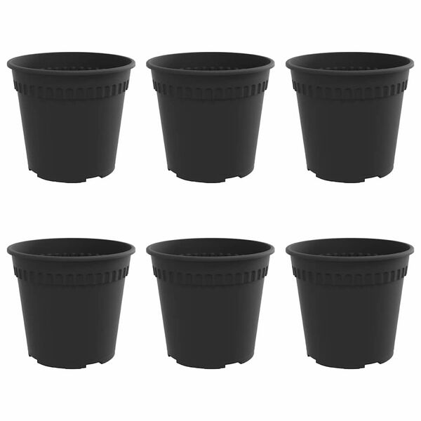 vidaXL Ghiveci rotund pentru flori 6 pcs Negru &Oslash; 17 x 14 cm Plastic