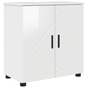 vidaXL Dulap de Baie Alb lucios 61 x 35 x 64 cm Lemn compozit & Metal