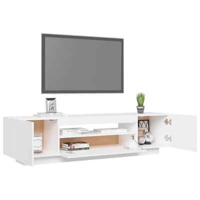 vidaXL Comodă TV cu lumini LED, alb, 160x35x40 cm