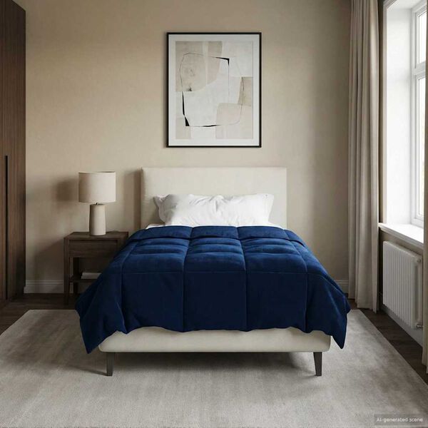 vidaXL Duvet complet pe tot parcursul anului Patos Albastru &icirc;nchis