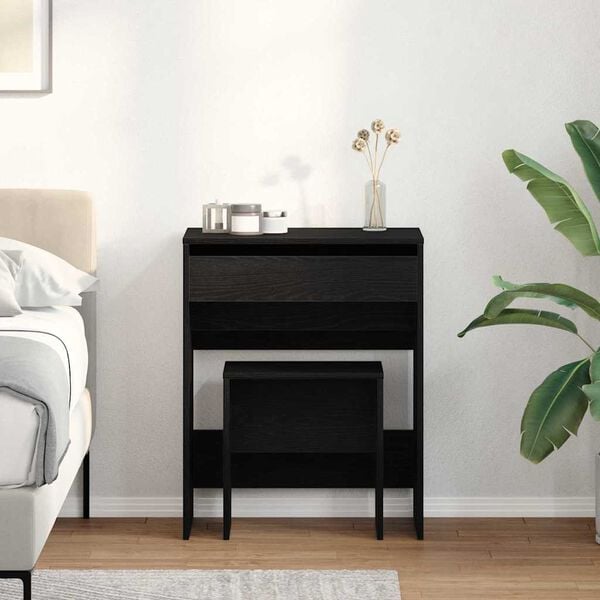 vidaXL Masă de Toaletă Stejar negru 60 x 40 x 75 cm Lemn compozit