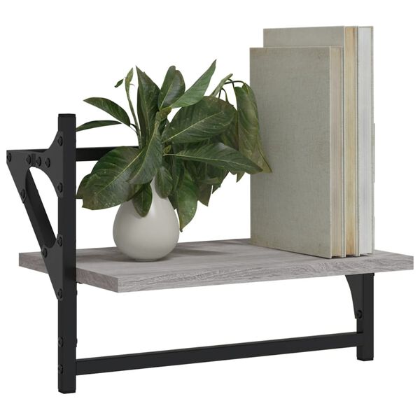 vidaXL Rafturi de perete cu bare, 2 buc., gri sonoma, 40x25x30 cm