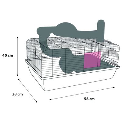 FLAMINGO Cușcă pentru hamsteri „Figo”, 58x38x40 cm, negru și maro