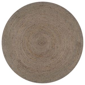 vidaXL Covor manual, gri, 150 cm, iută, rotund