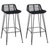 vidaXL Scaun de bar 2 pcs Negru 44 x 46 x 91 cm Rattan și oțel