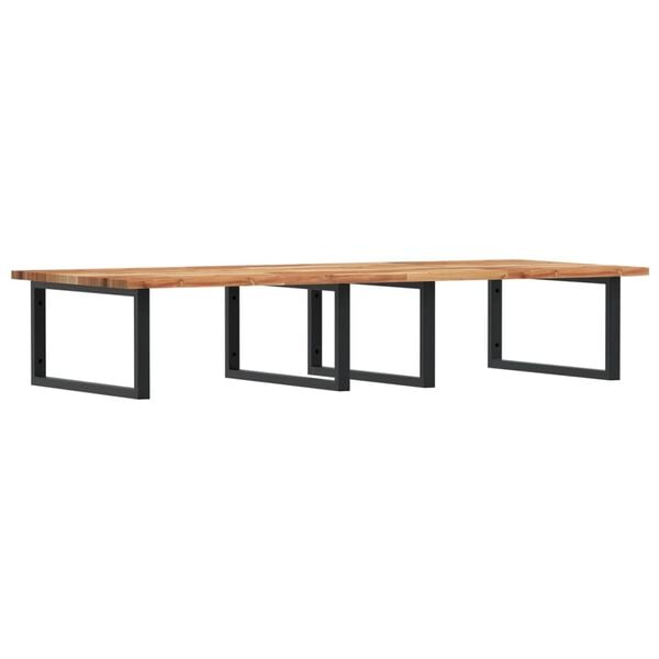 vidaXL Raft pentru lavoar montat pe perete, oțel și lemn masiv acacia