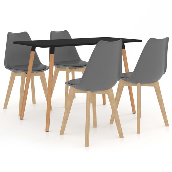 vidaXL Set de masă, 5 piese, gri