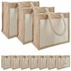 vidaXL Purse din iută cu buzunar 10 Natural și Alb 26 x 22 x 14 cm