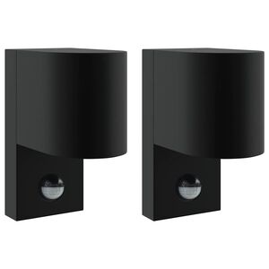vidaXL Aplice de exterior 2 pcs Negru 12 x 7 x 15 cm Oțel inoxidabil
