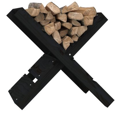 vidaXL Suport pentru bușteni negru 47x39,5x48 cm lemn masiv de pin