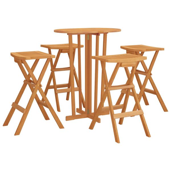 vidaXL Set mobilier de bar pliabil, 5 piese, lemn masiv de tec
