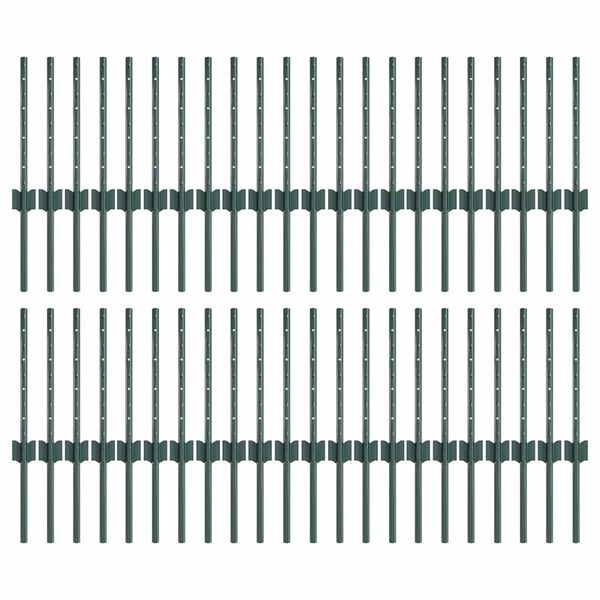 vidaXL Stâlpi de Gard Manual 44 pcs Verde 80 cm Oțel