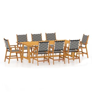 vidaXL Set mobilier de grădină, 9 piese, lemn masiv de acacia