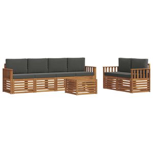 vidaXL Set de canapele de exterior cu pernă 7 pcs Natural și Antracit