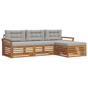 vidaXL Set de canapele de exterior 4 buc. Gri natural și deschis
