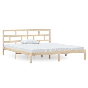 vidaXL Cadru de pat dublu, 135x190 cm, lemn masiv