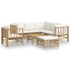 vidaXL Set mobilier de grădină, cu perne alb crem, 8 piese, bambus