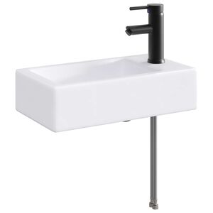 vidaXL Chiuvetă de baie cu robinet și scurgere Negru mat