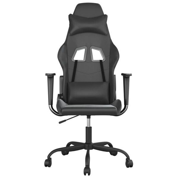 vidaXL Scaun de gaming de masaj, negru, piele ecologică