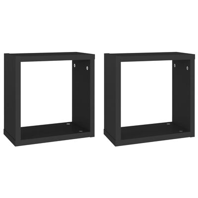 vidaXL Rafturi de perete cub, 2 buc., negru, 30x15x30 cm