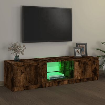 vidaXL Comodă TV cu lumini LED, stejar fumuriu, 140x40x35,5 cm