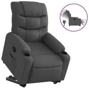 vidaXL Fotoliu electric rabatabil cu ridicare, gri &icirc;nchis, textil