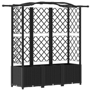 vidaXL Pat Ridicat cu Trellis și Acoperiș Negru 163 x 40 x 141 cm PP