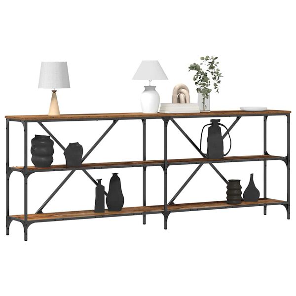 vidaXL Masă de consolă Lemn vechi 200 x 30 x 75 cm Lemn compozit