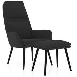 vidaXL Scaun de relaxare cu taburet, negru, textil