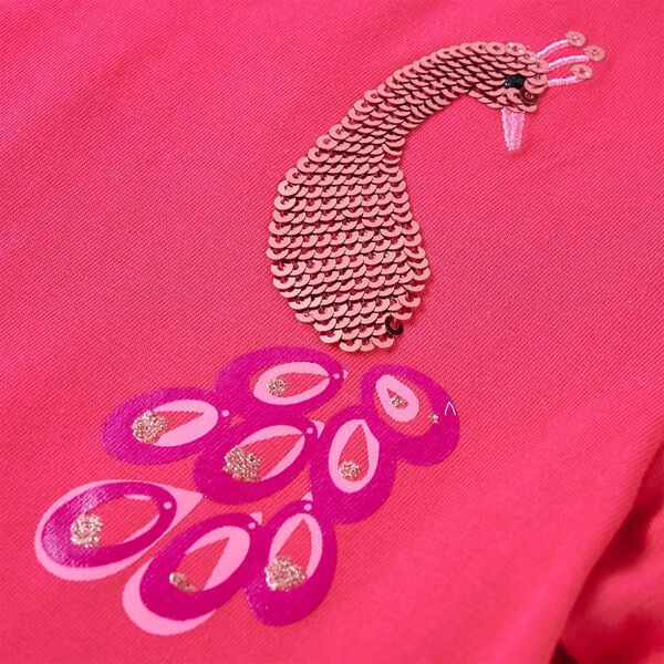 Tricou pentru copii cu mâneci lungi, roz aprins, 128